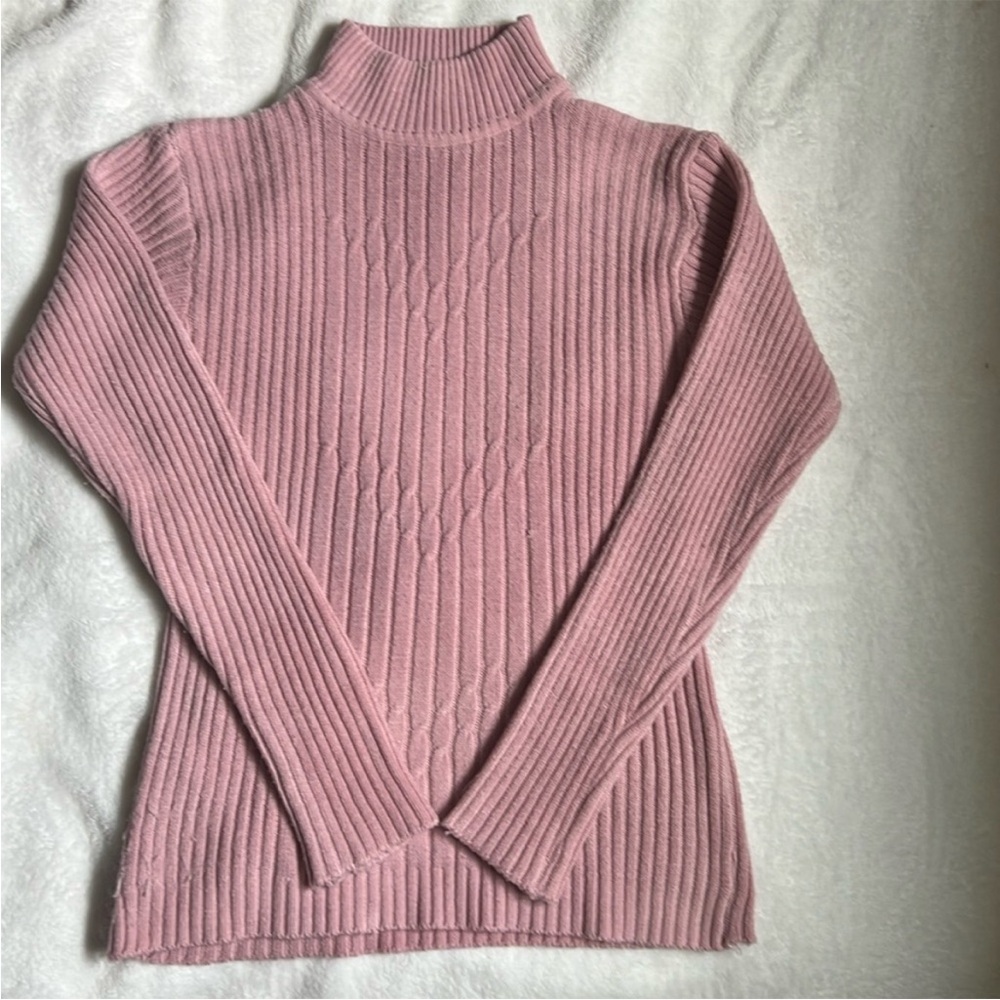 Women’s Size S Pink Ribbed Turtleneck Sweater - Picture 1 of 3